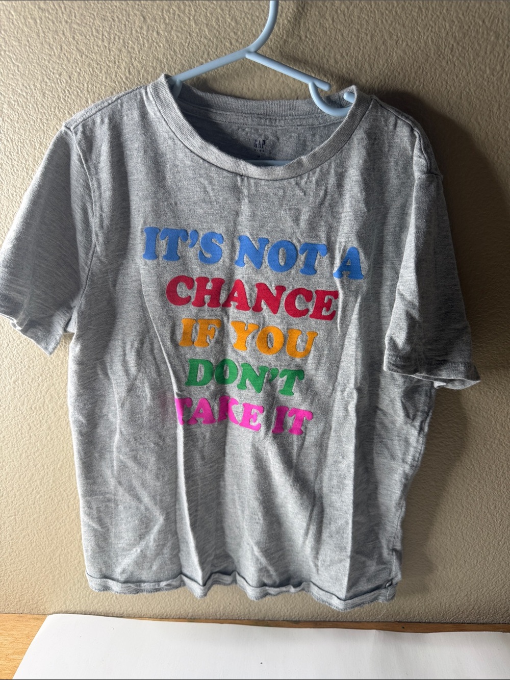 Gap Kids Gray Graphic Tee with Multicolor Text